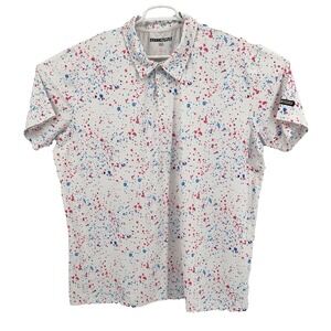 Shank It Golf Polo Mens 3XL Paint Splatter Print Short Sleeve Performance Shirt